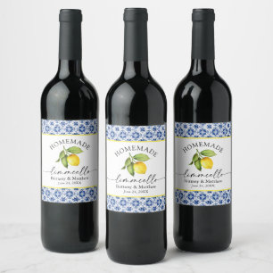 Étiquette Pour Bouteilles De Vin Limoncello Calligraphie Aquarelle Citron Carrelage