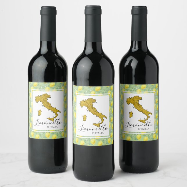 Étiquette Pour Bouteilles De Vin Limoncello Italie Carte Votre texte (Bouteilles)