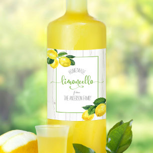 Étiquette Pour Bouteilles De Vin Limoncello rustique aquarelle citrons nom script