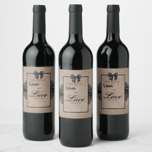 Étiquette Pour Bouteilles De Vin Lin et dentelle