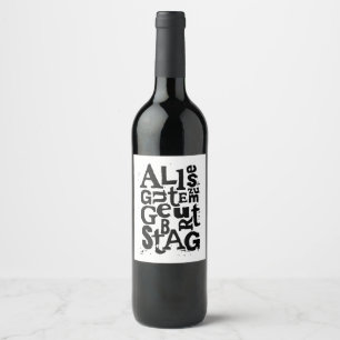 Étiquette Pour Bouteilles De Vin Lino allemand "Joyeux anniversaire" Imprimer