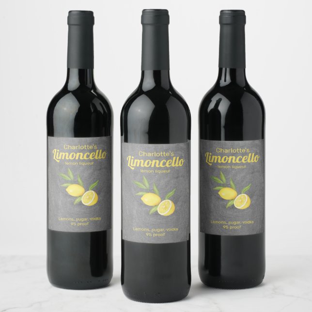 Étiquette Pour Bouteilles De Vin Liqueur de citron Limoncello personnalisé (Bouteilles)