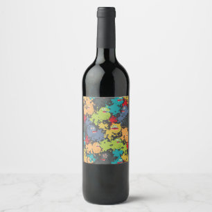 Étiquette Pour Bouteilles De Vin Little cute funny monsters