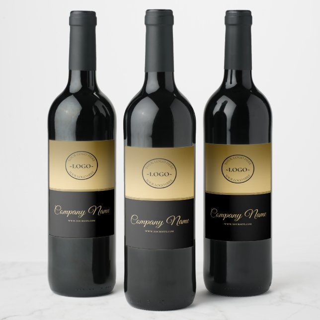 Étiquette Pour Bouteilles De Vin Logo Arrière - plan Noir Et Or (Bouteilles)