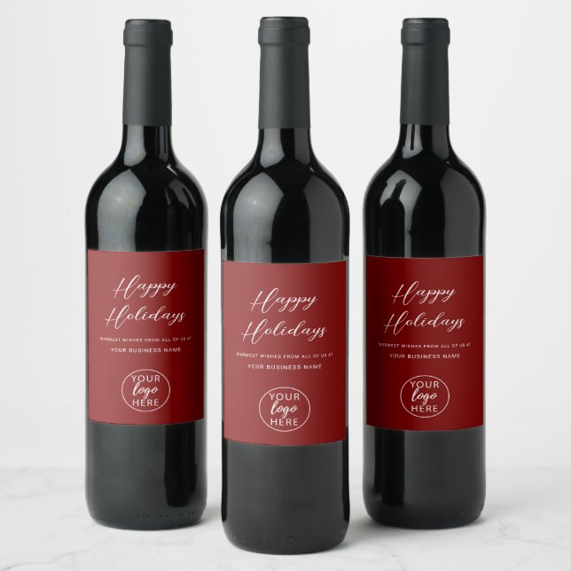 Étiquette Pour Bouteilles De Vin Logo d'affaires Joyeux jours fériés (Bouteilles)