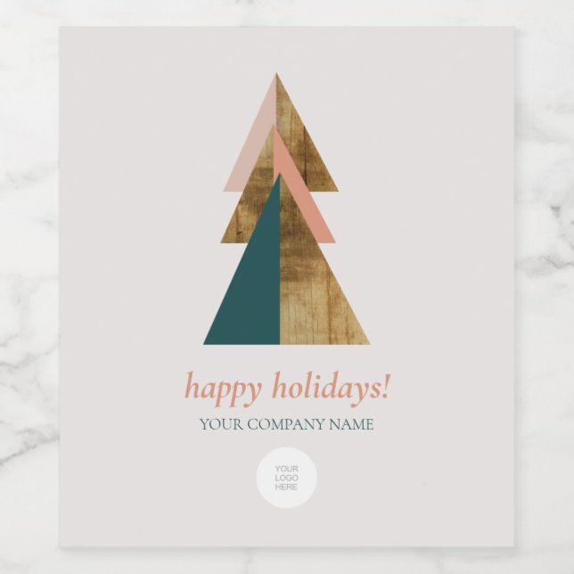 Étiquette Pour Bouteilles De Vin Logo de cadeau d'arbre de Noël minimal (Étiquettes simples)
