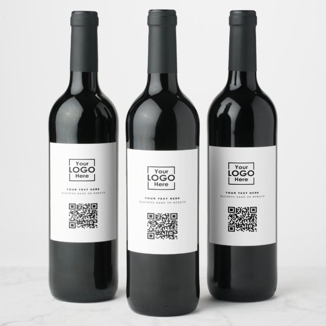 Étiquette Pour Bouteilles De Vin Logo d'entreprise Code QR Blanc Corporate (Bouteilles)