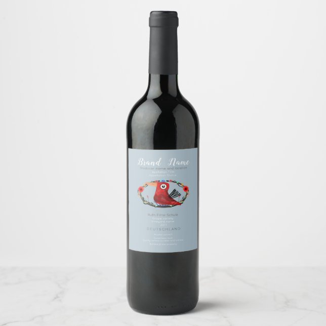 Étiquette Pour Bouteilles De Vin Logo d'oiseau Sweet Young Wine (Devant)
