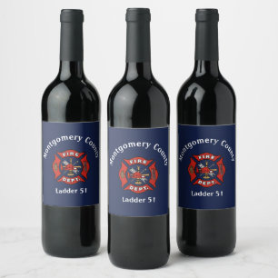 Étiquette Pour Bouteilles De Vin Logo personnalisé du service d'incendie