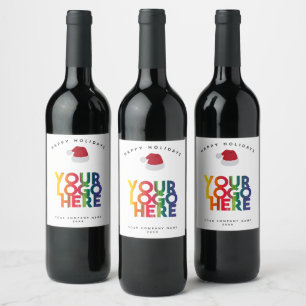 Étiquette Pour Bouteilles De Vin Logo simple entreprise Noël Chapeau de Père Noël