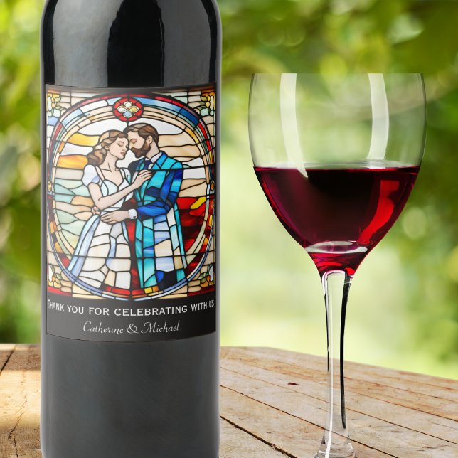 Étiquette Pour Bouteilles De Vin Loisirs romantiques Style Verre Vitré Mariage euro (Créateur téléchargé)