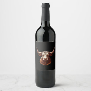 Étiquette Pour Bouteilles De Vin longhorn noir du Texas