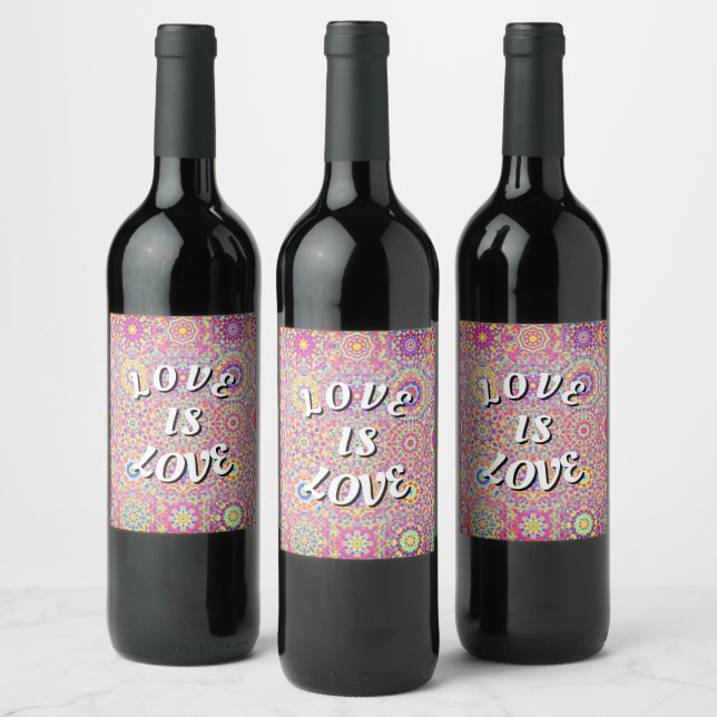 Étiquette Pour Bouteilles De Vin Love Is Love Fierté (Bouteilles)