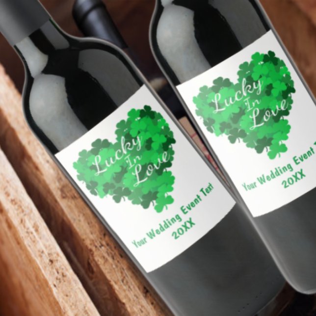 Étiquette Pour Bouteilles De Vin Lucky In Love, Événement Mariage (Créateur téléchargé)