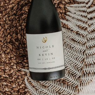 Étiquette Pour Bouteilles De Vin Lucky in Love Rustic Horseshoes Mariage