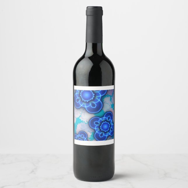 Étiquette Pour Bouteilles De Vin Lumière bleue (Devant)
