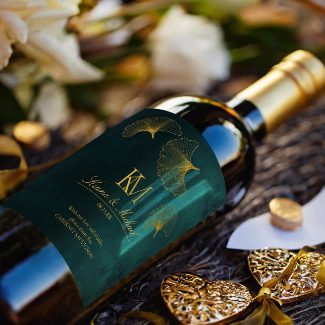 Étiquette Pour Bouteilles De Vin Lumière de la Lune Merci Emerald Green ID881 (Créateur téléchargé)