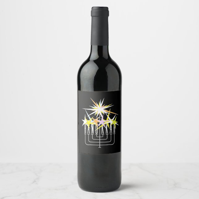 Étiquette Pour Bouteilles De Vin Lumières Hanoukka (Devant)