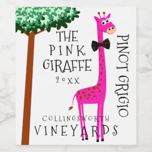 Étiquette Pour Bouteilles De Vin Lunatique drôle de girafe