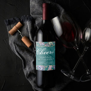 Étiquette Pour Bouteilles De Vin Luxe sous-marine turquoise Magnifiques coquillag