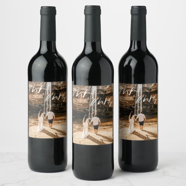 Étiquette Pour Bouteilles De Vin M. et Mme Boho Minimaliste Mariage moderne (Bouteilles)