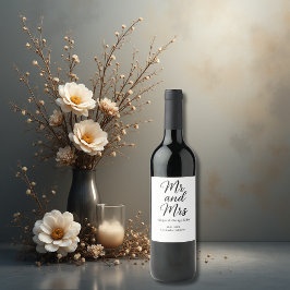 Étiquette Pour Bouteilles De Vin M. et Mme script - Charme élégant