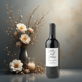 Étiquette Pour Bouteilles De Vin M. et Mme script - Charme élégant