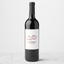 Étiquette Pour Bouteilles De Vin M. & Mme ajouter nom de famille date année mariage