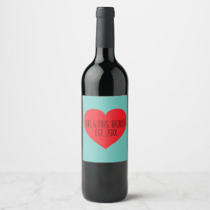 Étiquette Pour Bouteilles De Vin M. & Mme Red Heart