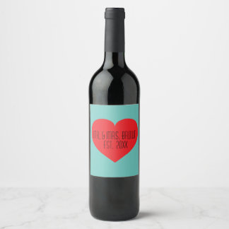 Étiquette Pour Bouteilles De Vin M. & Mme Red Heart