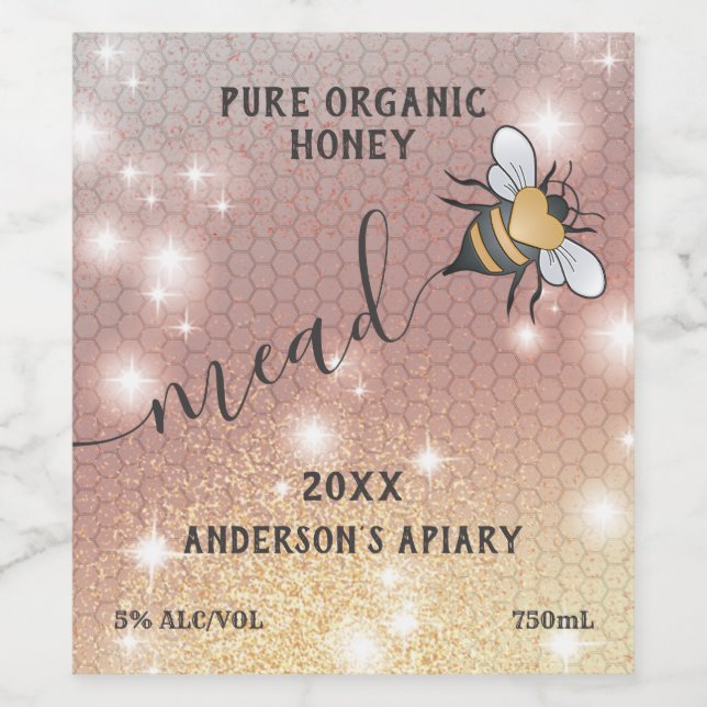 Étiquette Pour Bouteilles De Vin Made d'abeilles moelleuses modernes (Étiquettes simples)
