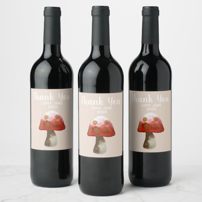 Étiquette Pour Bouteilles De Vin Magie de Toadstool de champignon rouge (Bouteilles)
