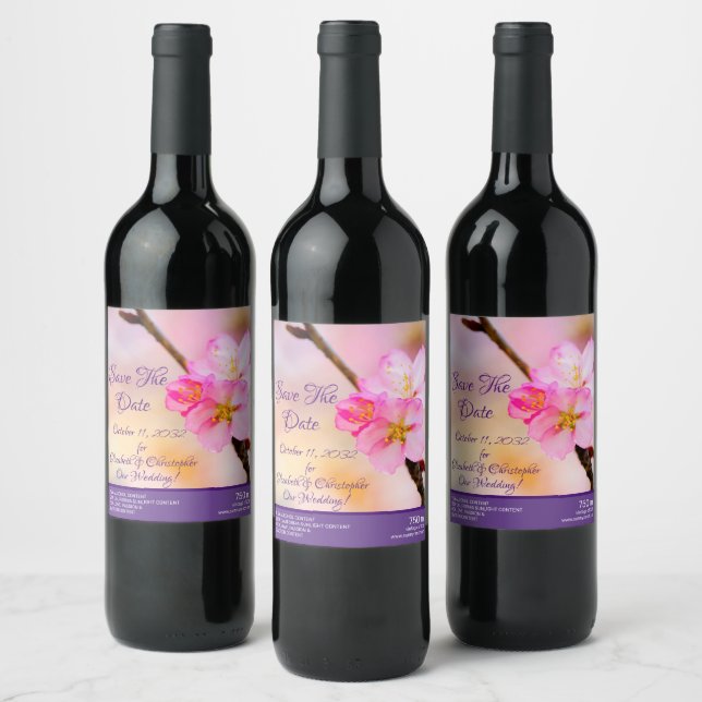 Étiquette Pour Bouteilles De Vin Magnifiques fleurs de cerisier Sakura (Bouteilles)