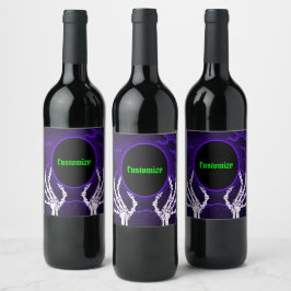 Étiquette Pour Bouteilles De Vin Mains pourpres de squelette