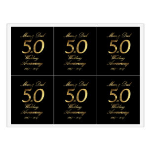 Étiquette Pour Bouteilles De Vin Maman et papa Anniversaire du Mariage d'or 50e