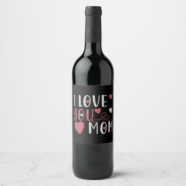 Étiquette Pour Bouteilles De Vin Maman - Je t'aime maman (Devant)