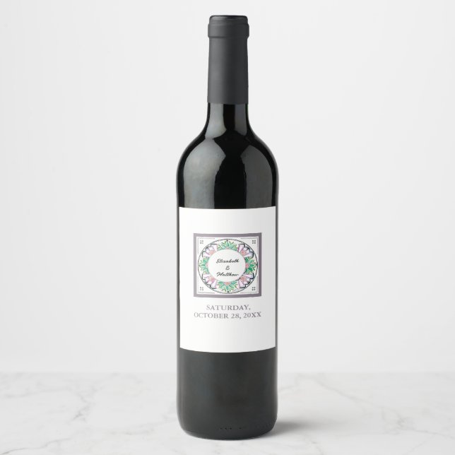 Étiquette Pour Bouteilles De Vin Mandala Floribunda (Devant)