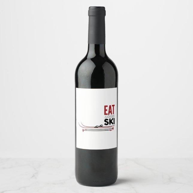 Étiquette Pour Bouteilles De Vin Mangez le ski du sommeil (Devant)