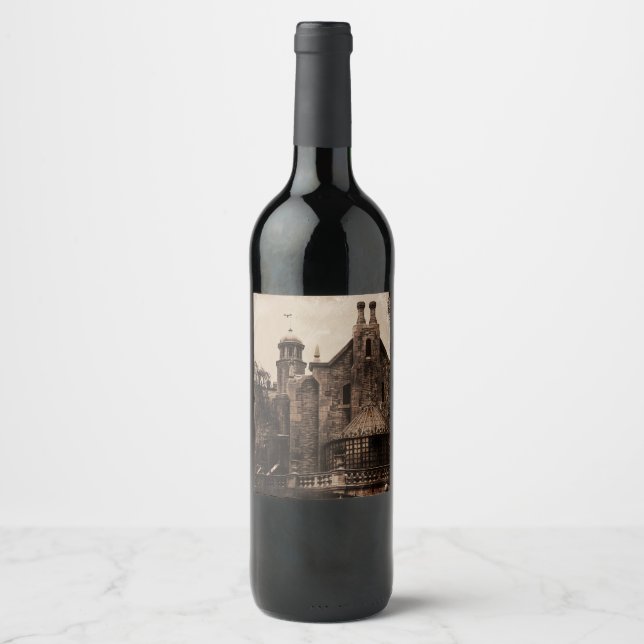 Étiquette Pour Bouteilles De Vin Mansion hantée (Devant)
