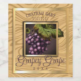 Étiquette Pour Bouteilles De Vin Marbre raisins faux or vin rouge personnalisé