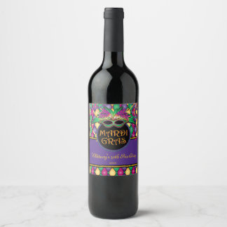 Étiquette Pour Bouteilles De Vin Mardi Gras ! Festif