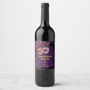 Étiquette Pour Bouteilles De Vin Mardi Gras Mascarade, Fête du Mardi Gras