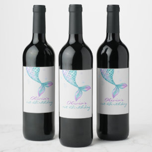 Étiquette Pour Bouteilles De Vin Marée de sirènes sous la mer Anniversaire