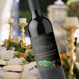 Étiquette Pour Bouteilles De Vin Mariage Abstrait Black Green Gold