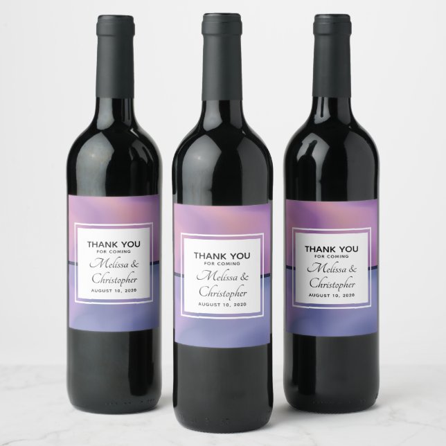 Étiquette Pour Bouteilles De Vin Mariage Abstrait moderne violet et rose (Bouteilles)