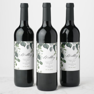 Étiquette Pour Bouteilles De Vin Mariage avec verdure et eucalyptus