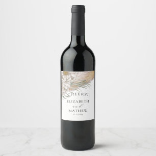 Étiquette Pour Bouteilles De Vin Mariage Bohème Pampas & Floral