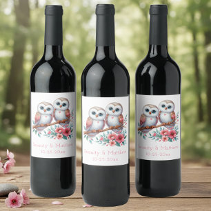 Étiquette Pour Bouteilles De Vin Mariage Bohème Rustique Campagnard en Bois de Hibo