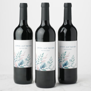 Étiquette Pour Bouteilles De Vin Mariage botanique Pastel