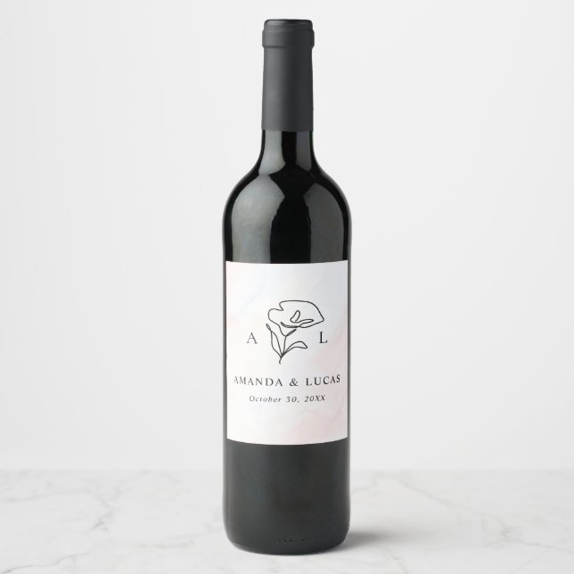 Étiquette Pour Bouteilles De Vin Mariage botanique rustique simple (Devant)
